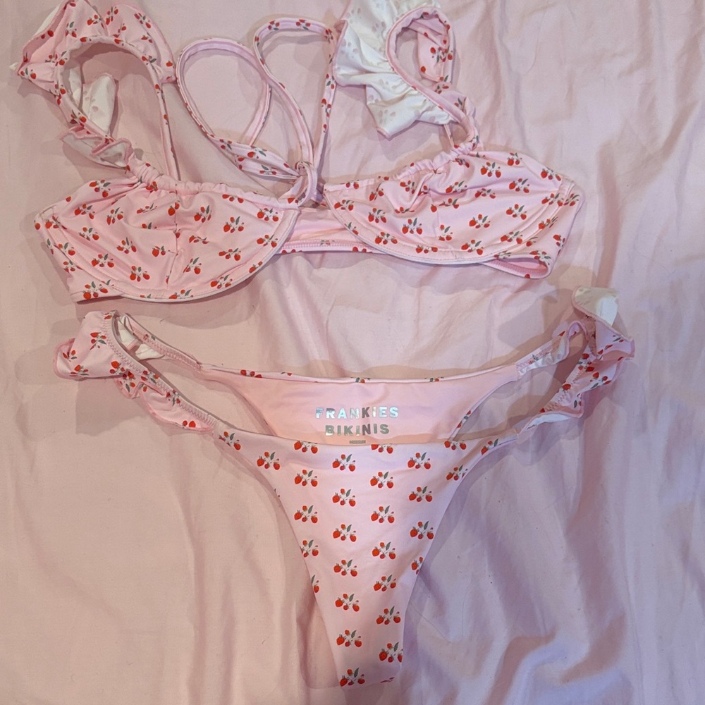 Frankie's Bikinis Pink Cherry Print Two-Piece Bikini